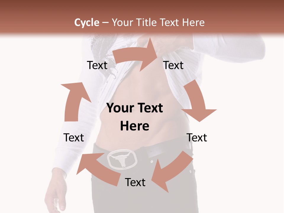 Muscular Young Man Standing In Black Jeans And Removing A White Long Sleeve T-Shirt PowerPoint Template