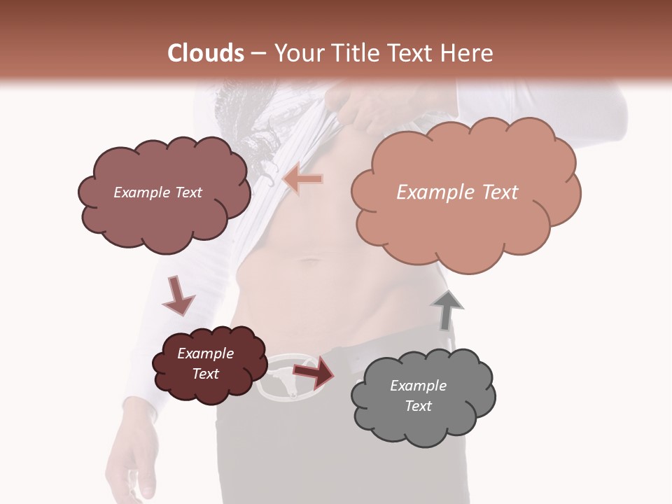 Muscular Young Man Standing In Black Jeans And Removing A White Long Sleeve T-Shirt PowerPoint Template