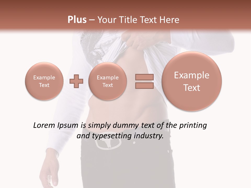 Muscular Young Man Standing In Black Jeans And Removing A White Long Sleeve T-Shirt PowerPoint Template