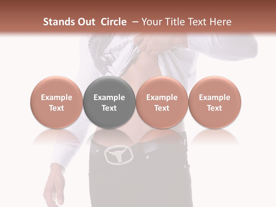 Muscular Young Man Standing In Black Jeans And Removing A White Long Sleeve T-Shirt PowerPoint Template