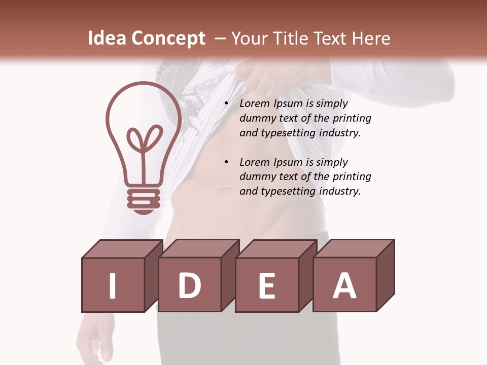 Muscular Young Man Standing In Black Jeans And Removing A White Long Sleeve T-Shirt PowerPoint Template