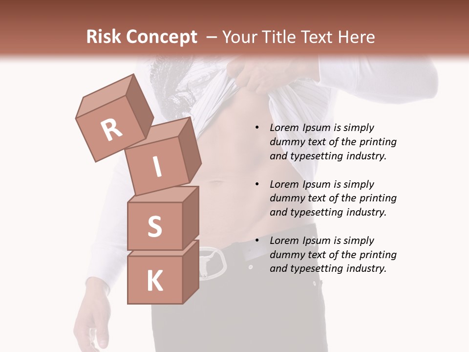 Muscular Young Man Standing In Black Jeans And Removing A White Long Sleeve T-Shirt PowerPoint Template