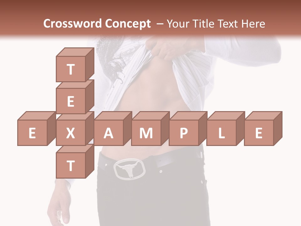 Muscular Young Man Standing In Black Jeans And Removing A White Long Sleeve T-Shirt PowerPoint Template