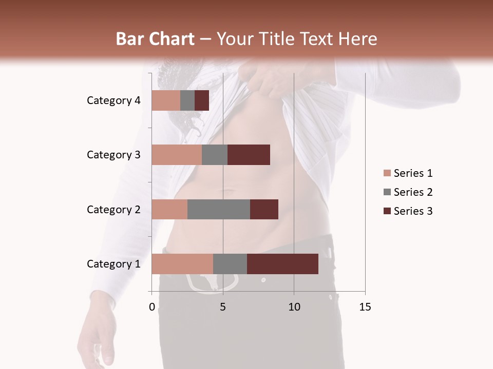 Muscular Young Man Standing In Black Jeans And Removing A White Long Sleeve T-Shirt PowerPoint Template