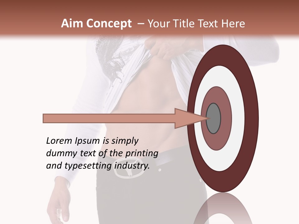 Muscular Young Man Standing In Black Jeans And Removing A White Long Sleeve T-Shirt PowerPoint Template