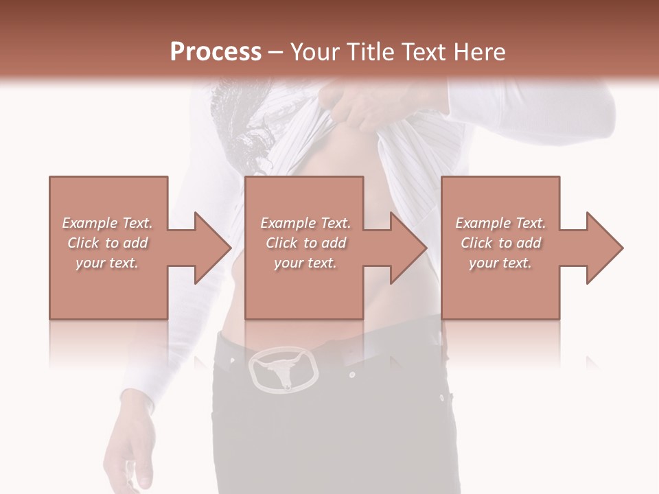 Muscular Young Man Standing In Black Jeans And Removing A White Long Sleeve T-Shirt PowerPoint Template