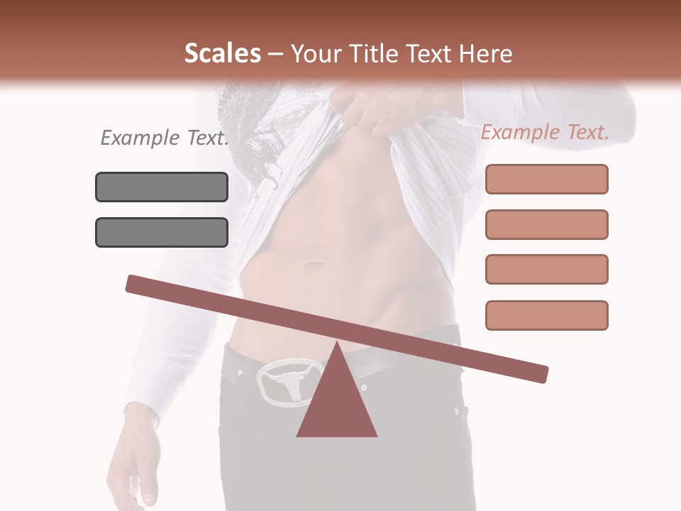 Muscular Young Man Standing In Black Jeans And Removing A White Long Sleeve T-Shirt PowerPoint Template