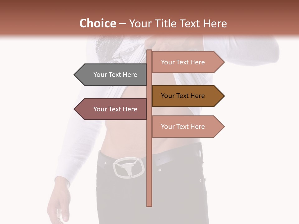 Muscular Young Man Standing In Black Jeans And Removing A White Long Sleeve T-Shirt PowerPoint Template