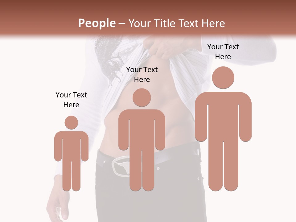 Muscular Young Man Standing In Black Jeans And Removing A White Long Sleeve T-Shirt PowerPoint Template