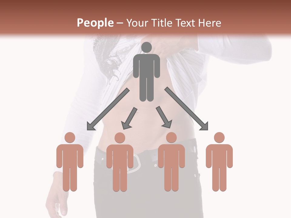 Muscular Young Man Standing In Black Jeans And Removing A White Long Sleeve T-Shirt PowerPoint Template