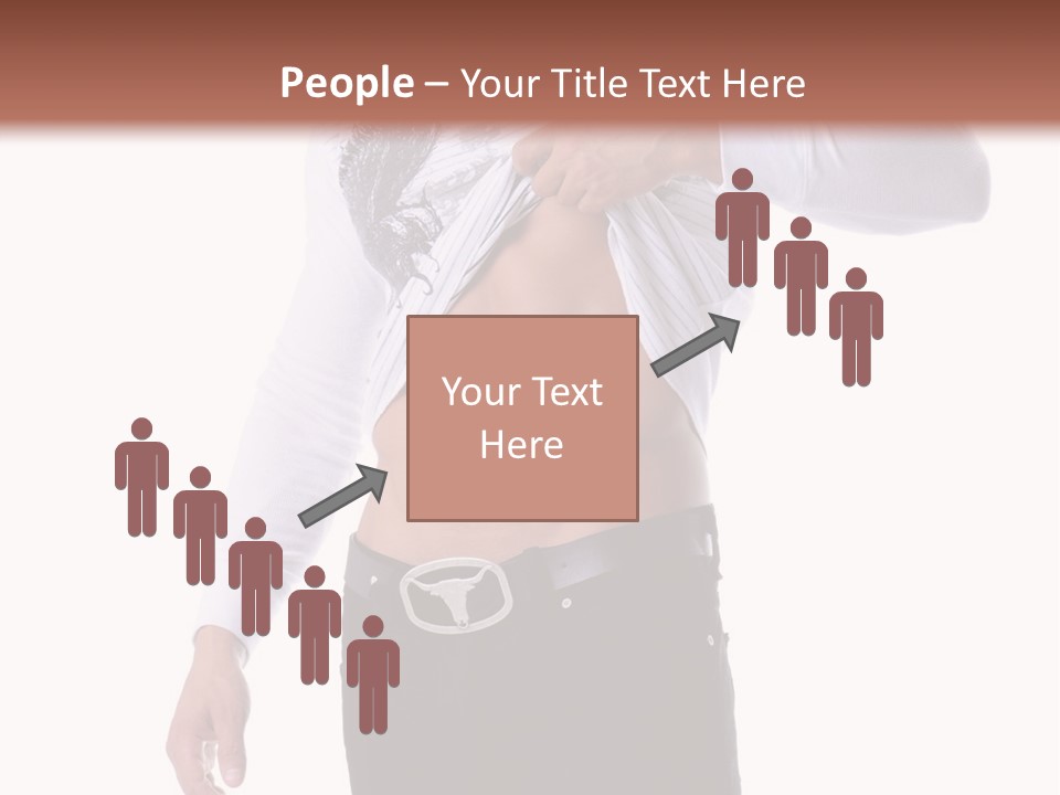 Muscular Young Man Standing In Black Jeans And Removing A White Long Sleeve T-Shirt PowerPoint Template