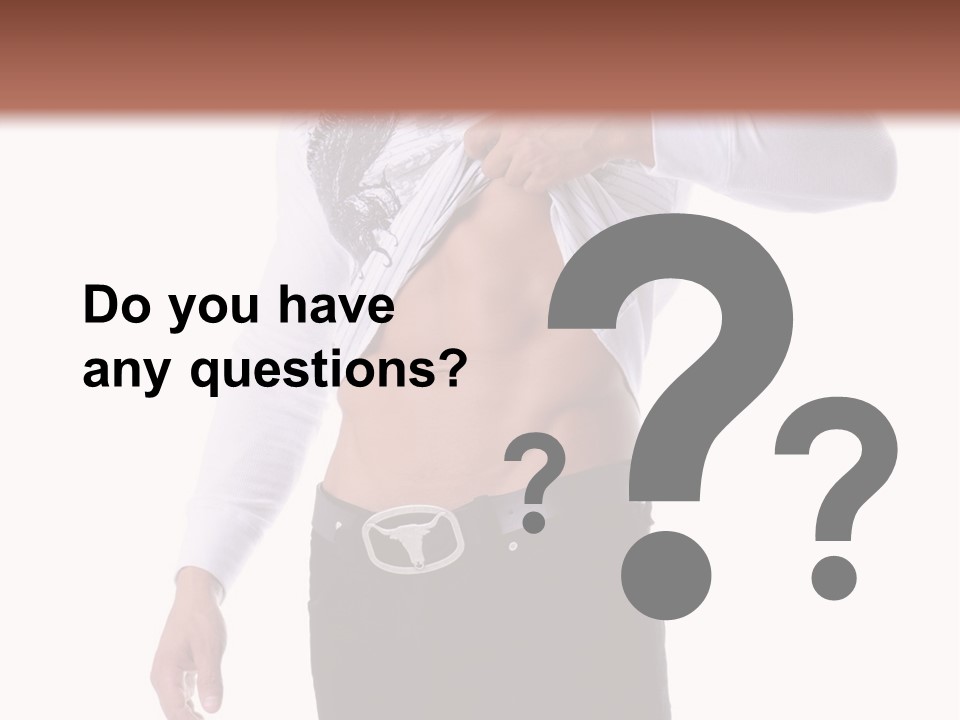 Muscular Young Man Standing In Black Jeans And Removing A White Long Sleeve T-Shirt PowerPoint Template