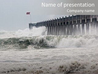 Photo Taken Amid Sea Spray And Crashing Waves As Hurricane Ike's Outer Bands Impact The Florida Coast, September 2008. Almost Ruined My Camera Taking This Series. PowerPoint Template