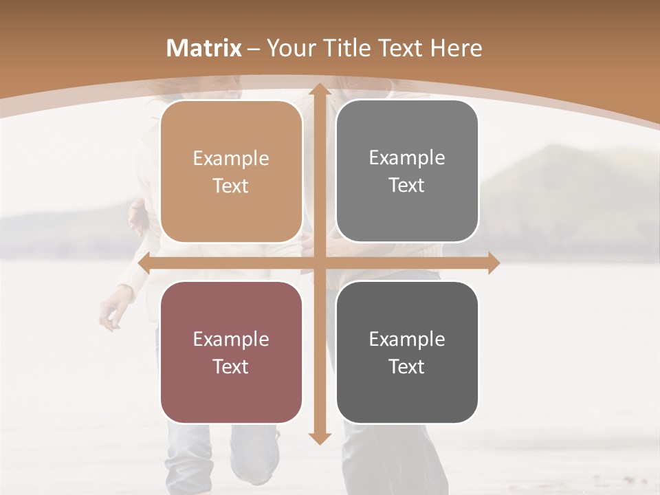 Couple Running On Beach Holding Hands Smiling PowerPoint Template