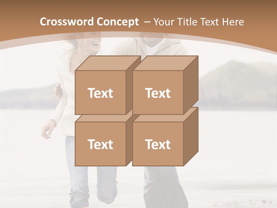 Couple Running On Beach Holding Hands Smiling PowerPoint Template