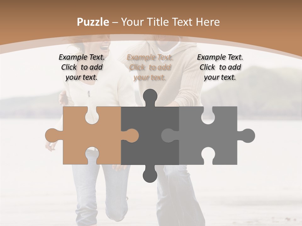 Couple Running On Beach Holding Hands Smiling PowerPoint Template