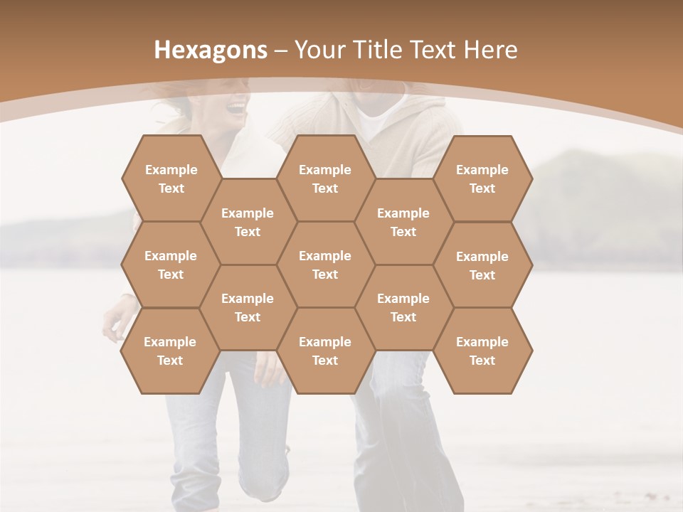 Couple Running On Beach Holding Hands Smiling PowerPoint Template