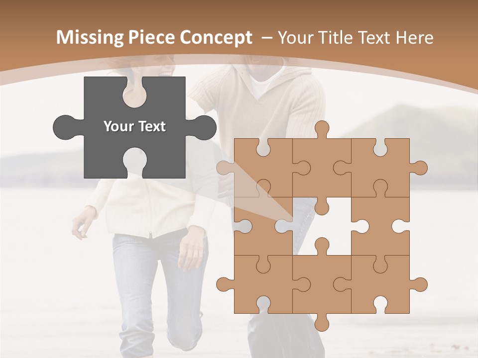 Couple Running On Beach Holding Hands Smiling PowerPoint Template