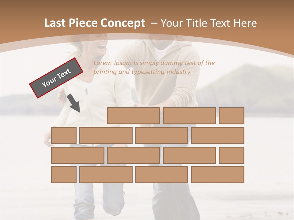 Couple Running On Beach Holding Hands Smiling PowerPoint Template