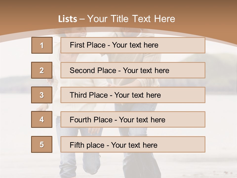 Couple Running On Beach Holding Hands Smiling PowerPoint Template