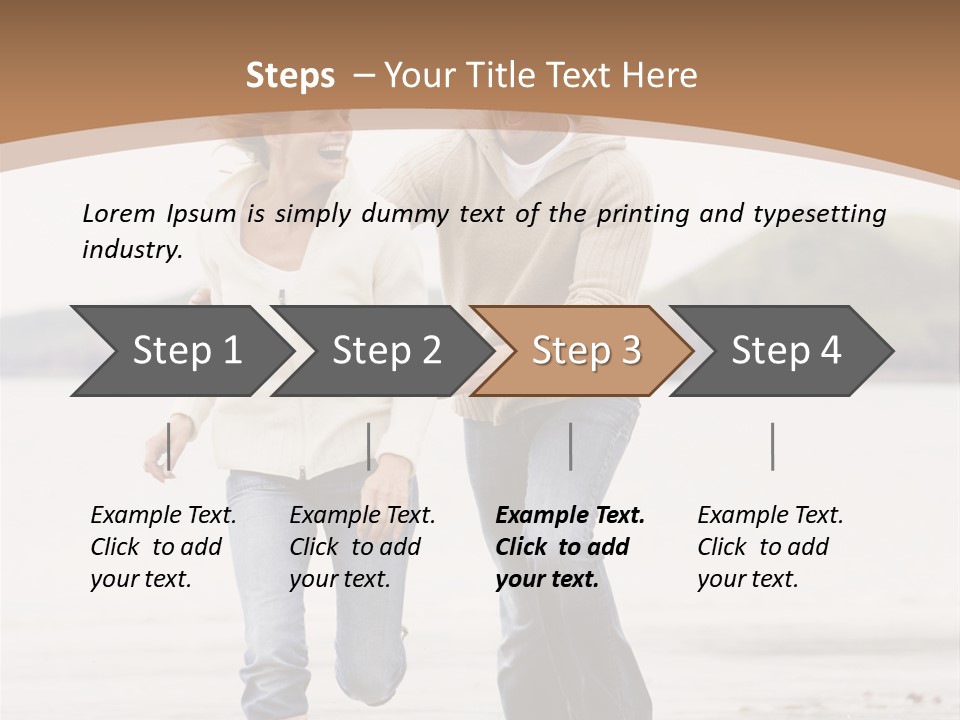 Couple Running On Beach Holding Hands Smiling PowerPoint Template