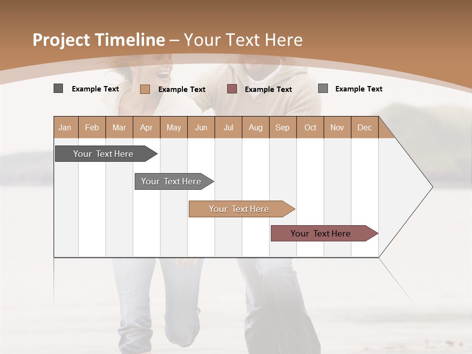 Couple Running On Beach Holding Hands Smiling PowerPoint Template