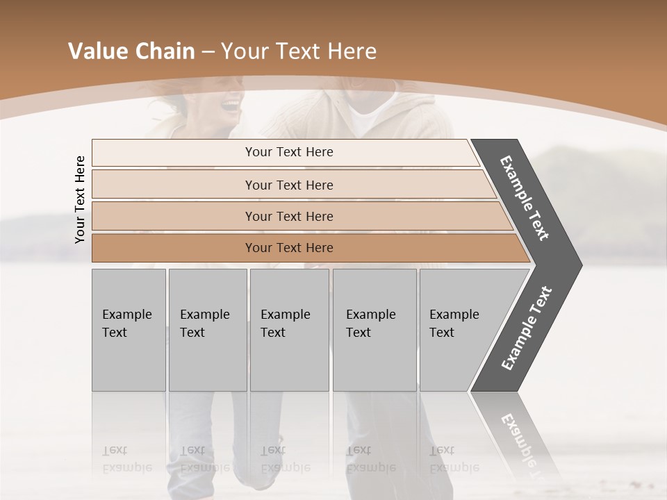Couple Running On Beach Holding Hands Smiling PowerPoint Template