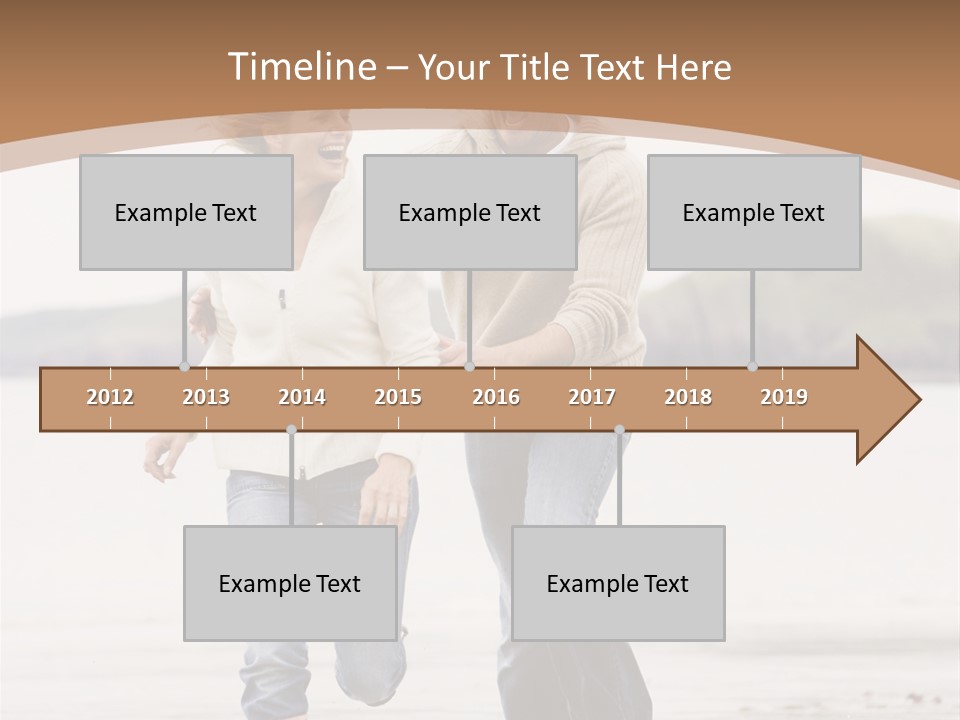 Couple Running On Beach Holding Hands Smiling PowerPoint Template