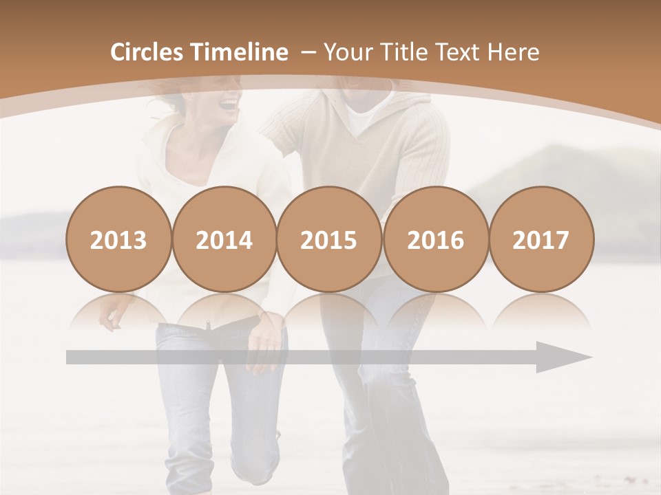 Couple Running On Beach Holding Hands Smiling PowerPoint Template