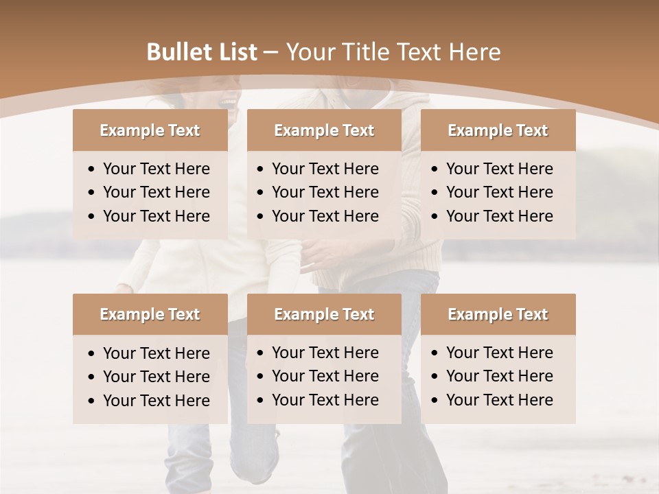 Couple Running On Beach Holding Hands Smiling PowerPoint Template