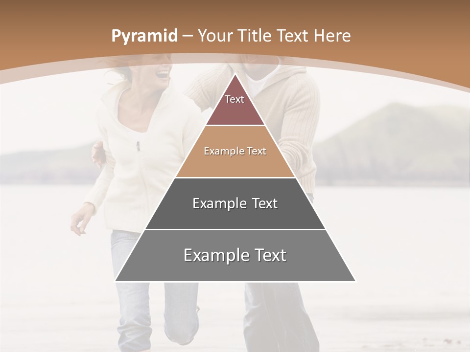 Couple Running On Beach Holding Hands Smiling PowerPoint Template