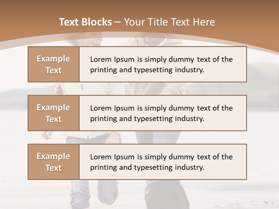 Couple Running On Beach Holding Hands Smiling PowerPoint Template