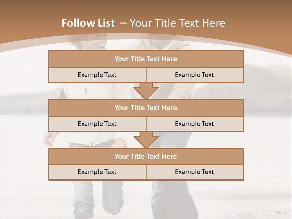 Couple Running On Beach Holding Hands Smiling PowerPoint Template