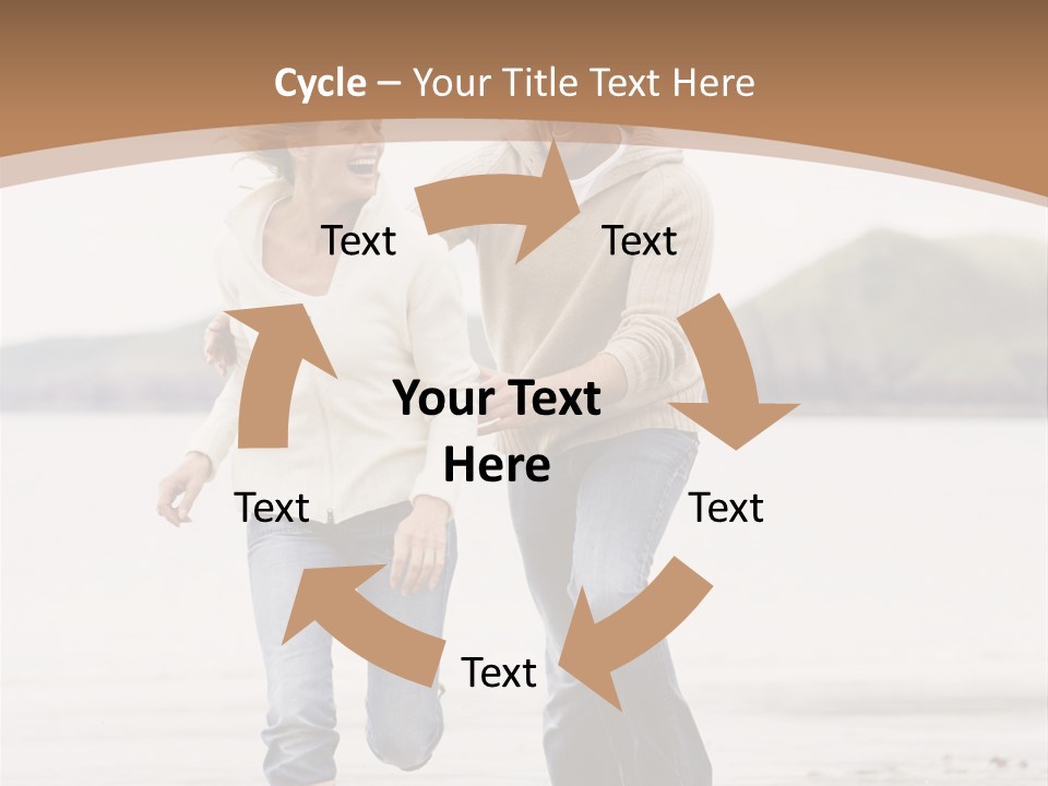 Couple Running On Beach Holding Hands Smiling PowerPoint Template