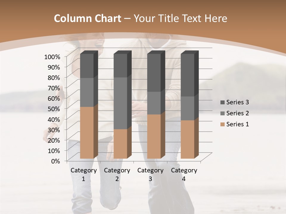Couple Running On Beach Holding Hands Smiling PowerPoint Template