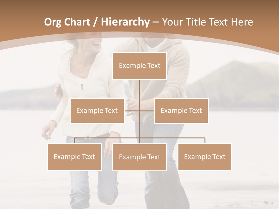 Couple Running On Beach Holding Hands Smiling PowerPoint Template