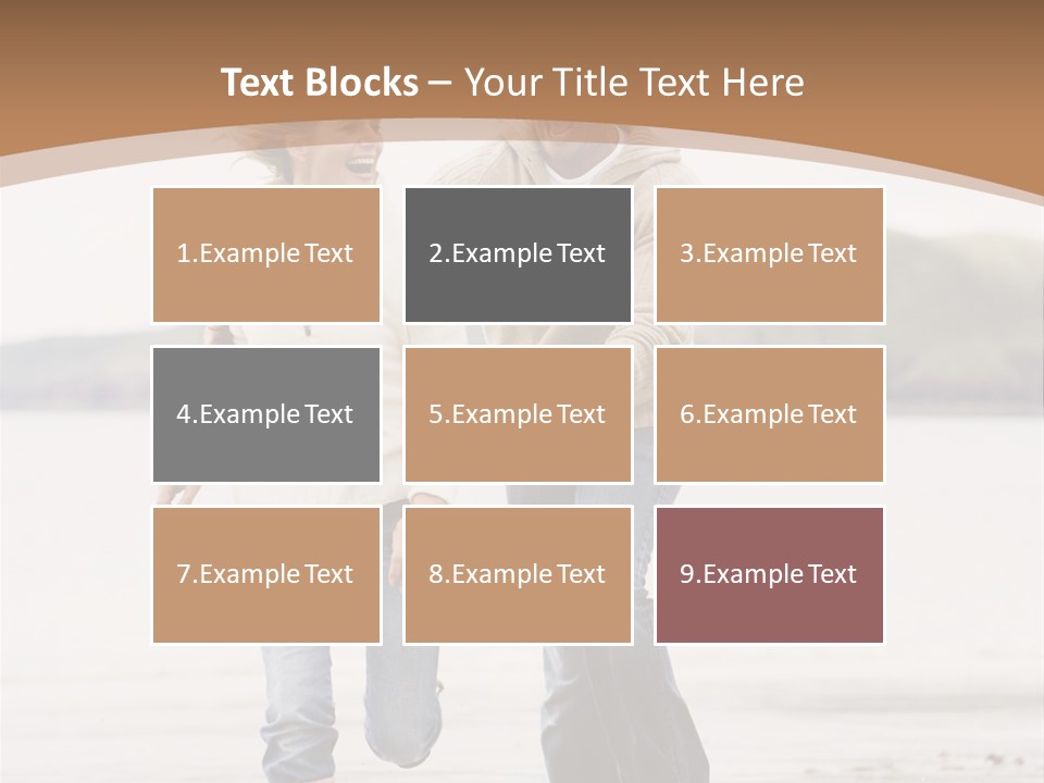 Couple Running On Beach Holding Hands Smiling PowerPoint Template