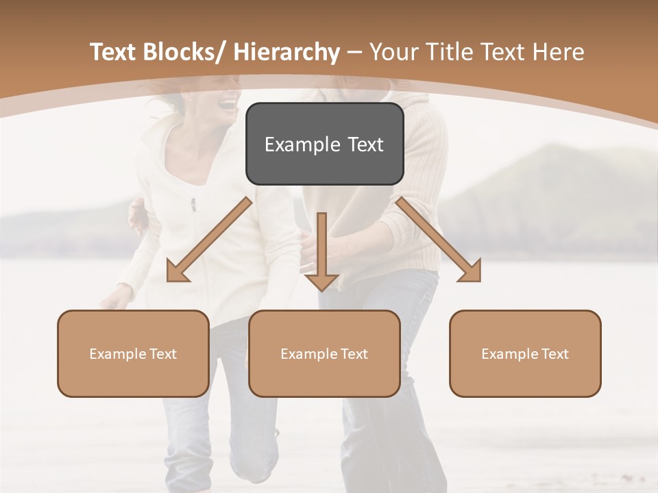 Couple Running On Beach Holding Hands Smiling PowerPoint Template