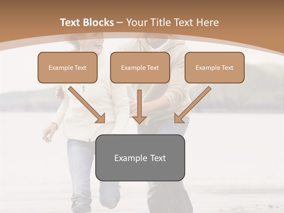 Couple Running On Beach Holding Hands Smiling PowerPoint Template