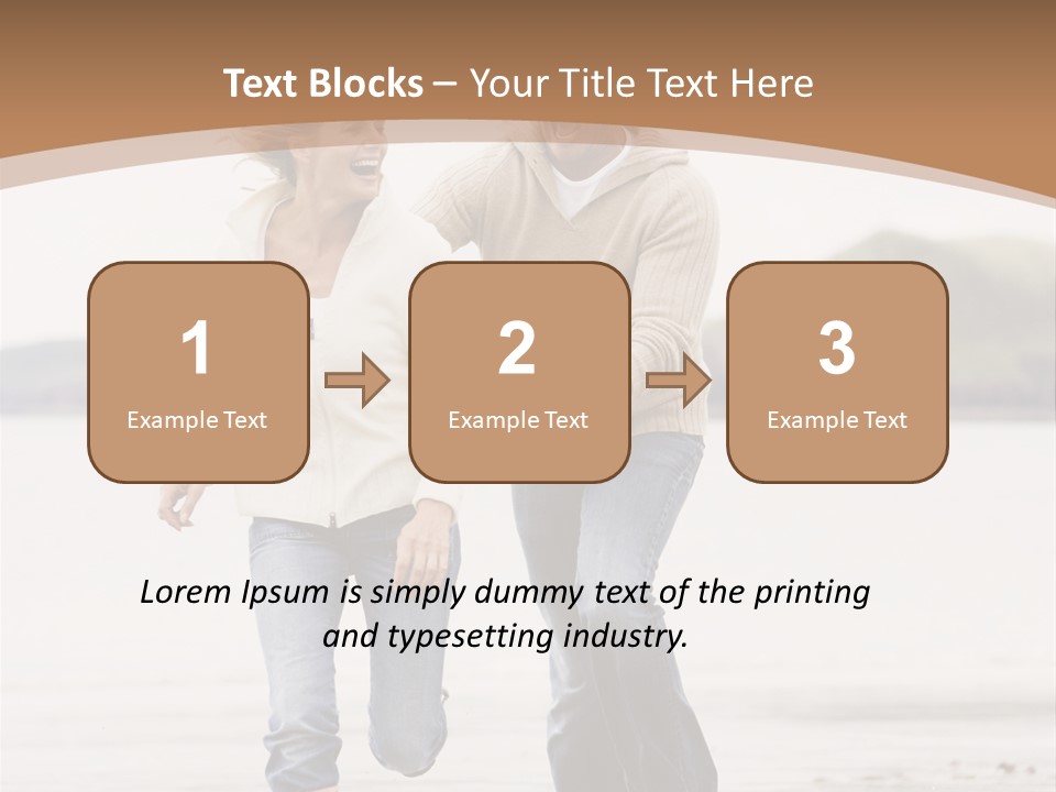 Couple Running On Beach Holding Hands Smiling PowerPoint Template