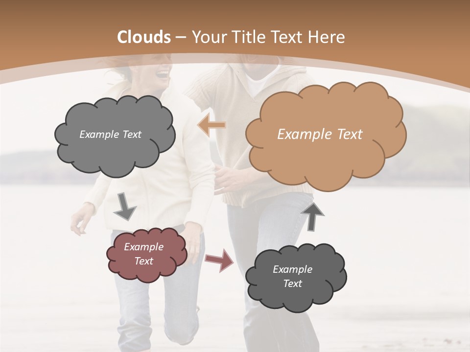 Couple Running On Beach Holding Hands Smiling PowerPoint Template