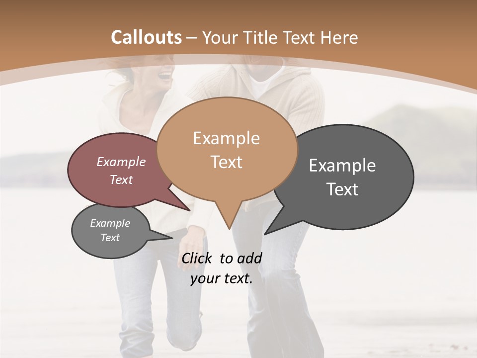 Couple Running On Beach Holding Hands Smiling PowerPoint Template