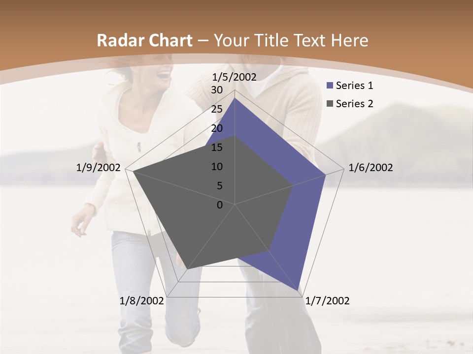 Couple Running On Beach Holding Hands Smiling PowerPoint Template