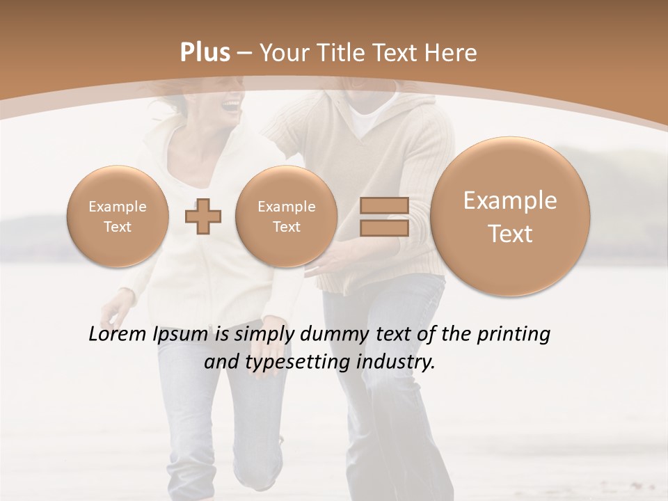 Couple Running On Beach Holding Hands Smiling PowerPoint Template