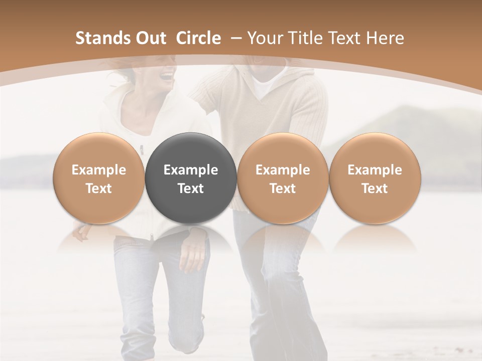 Couple Running On Beach Holding Hands Smiling PowerPoint Template