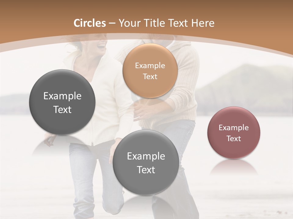 Couple Running On Beach Holding Hands Smiling PowerPoint Template