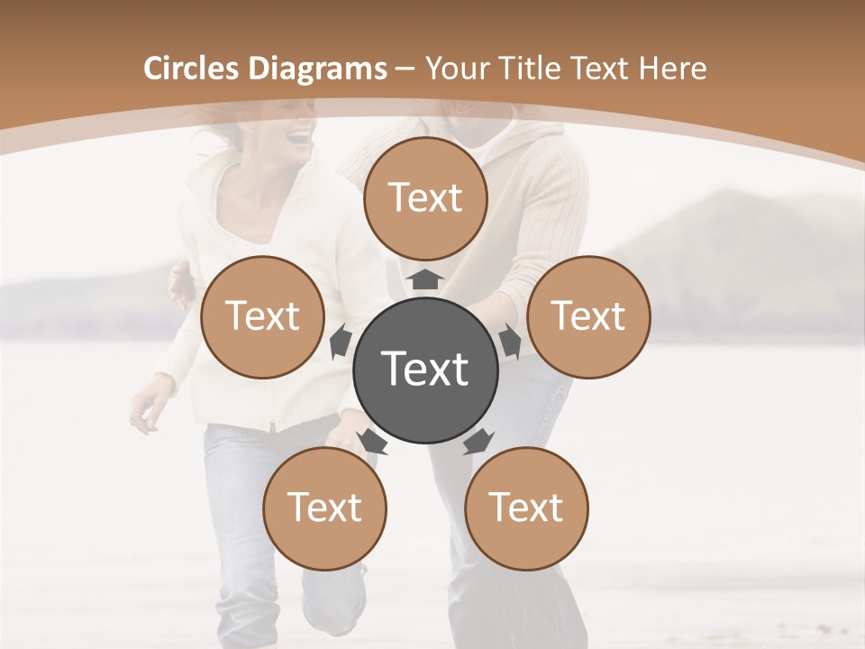 Couple Running On Beach Holding Hands Smiling PowerPoint Template