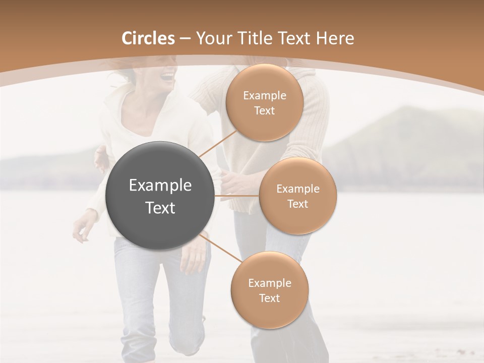 Couple Running On Beach Holding Hands Smiling PowerPoint Template