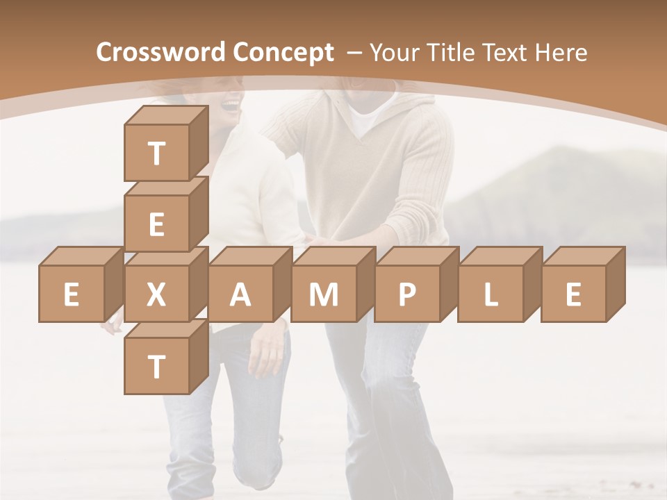 Couple Running On Beach Holding Hands Smiling PowerPoint Template