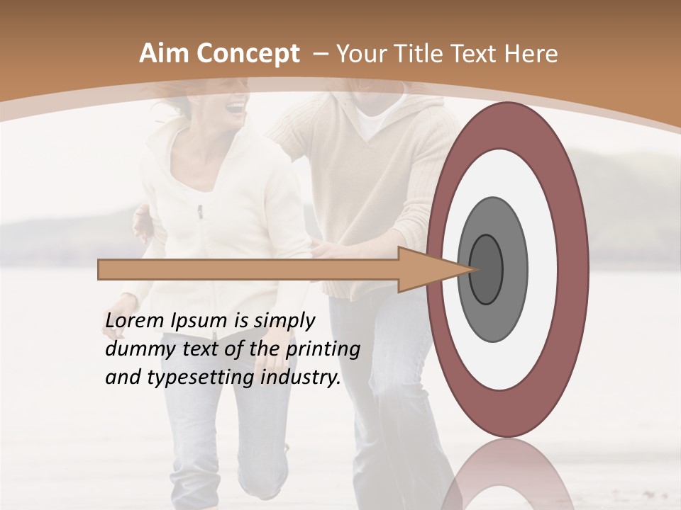 Couple Running On Beach Holding Hands Smiling PowerPoint Template